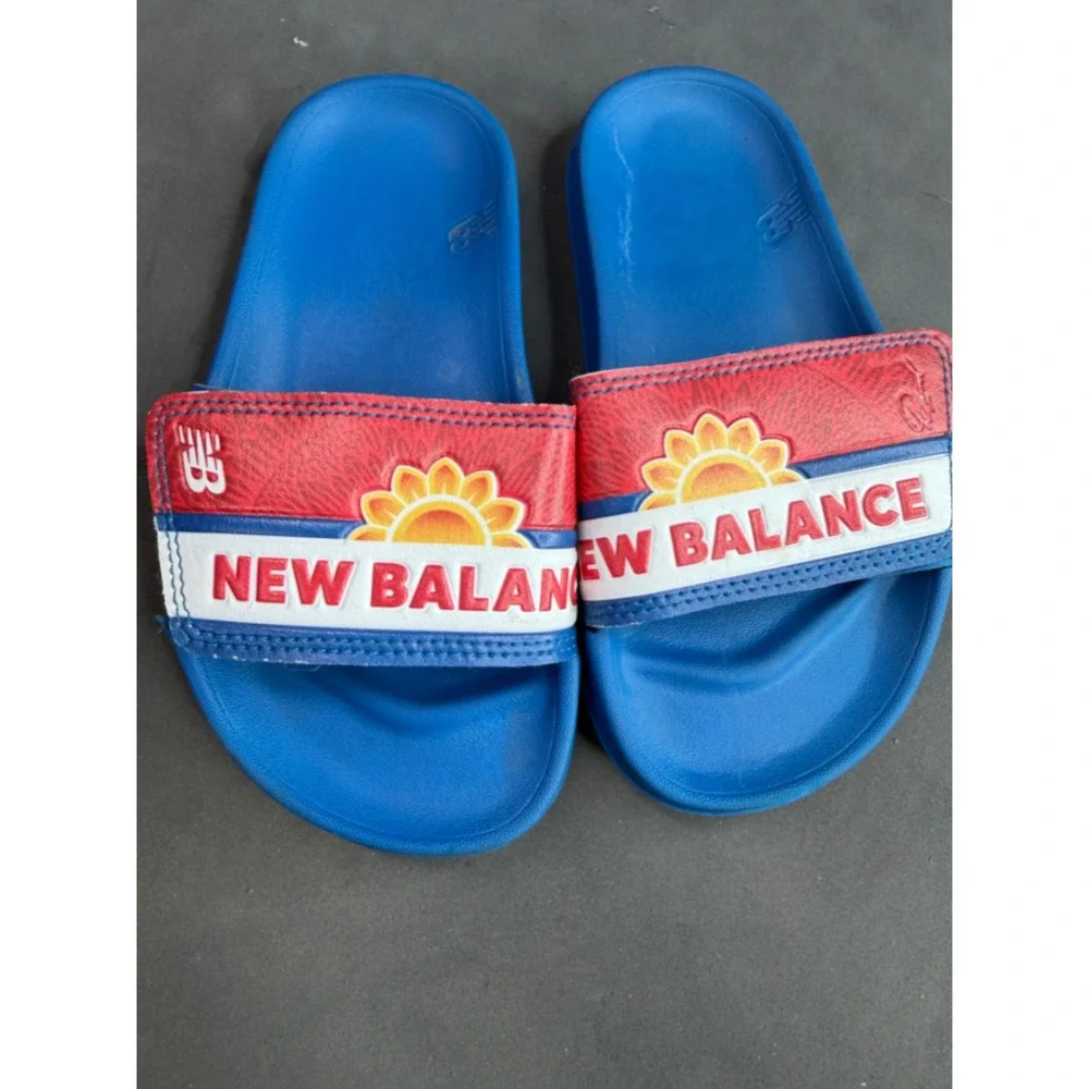 New Balance 200 Adjustable Slide Sandals Blue Red Sunflower YT200ADS Kids 11